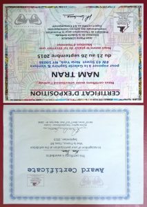 Certificat Nam Tran Expo New York 2015